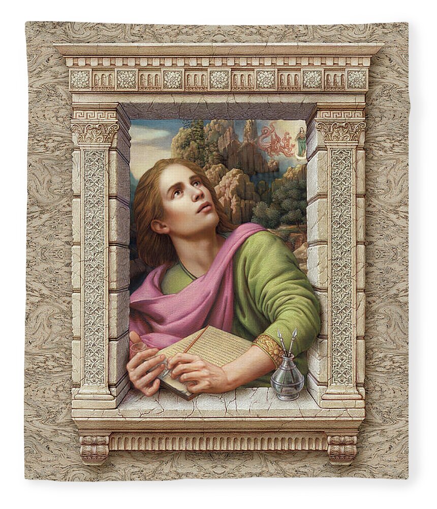 Christian Art Fleece Blanket featuring the painting St. John of Patmos by Kurt Wenner