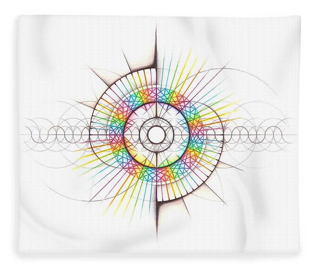 Abstract Fleece Blanket featuring the drawing Intuitive Geometry - The Intuitive Self and Personality Matrix by Nathalie Strassburg