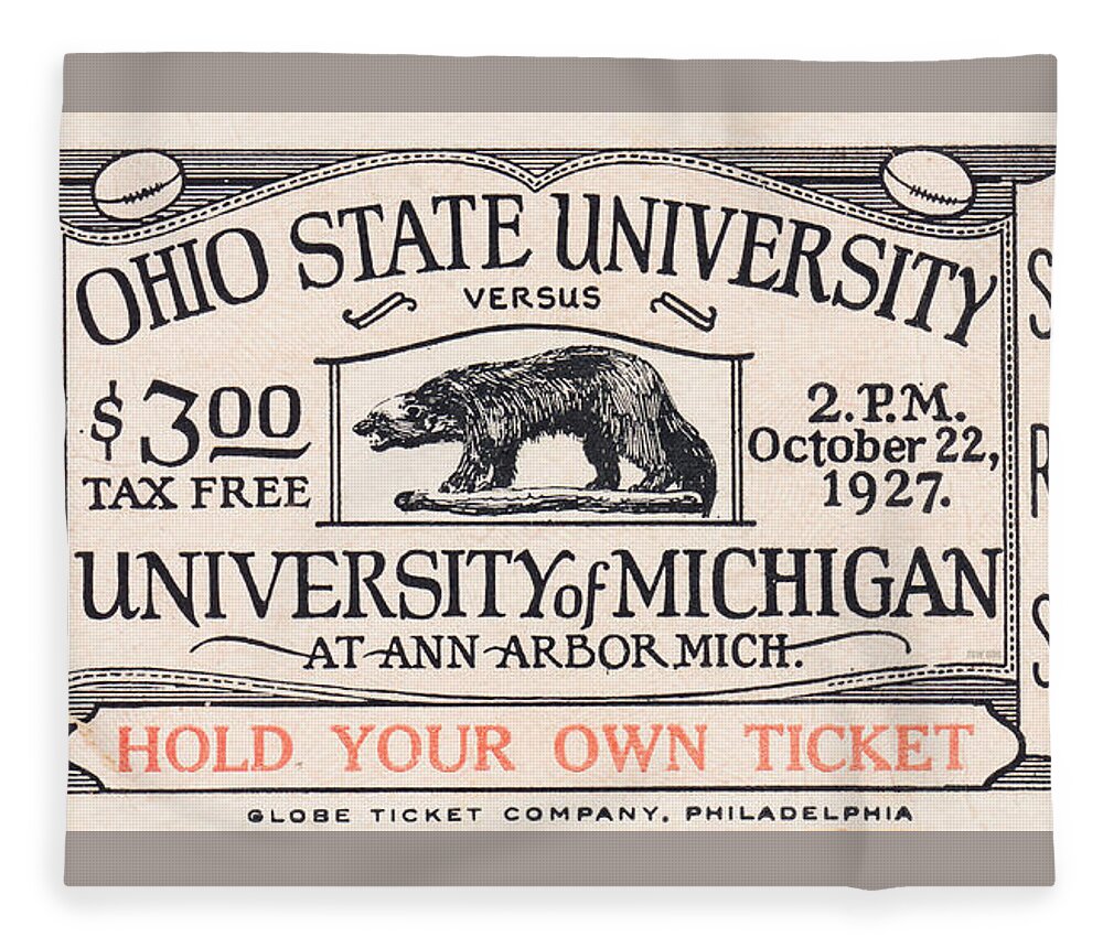Ohio State Fleece Blanket featuring the mixed media 1927 Ohio State vs. Michigan by Row One Brand