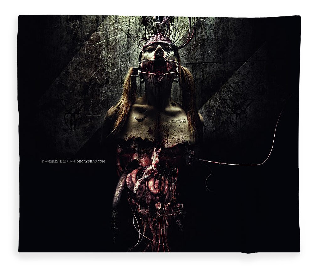 Alien Fleece Blanket featuring the digital art Humans Parasites by Argus Dorian