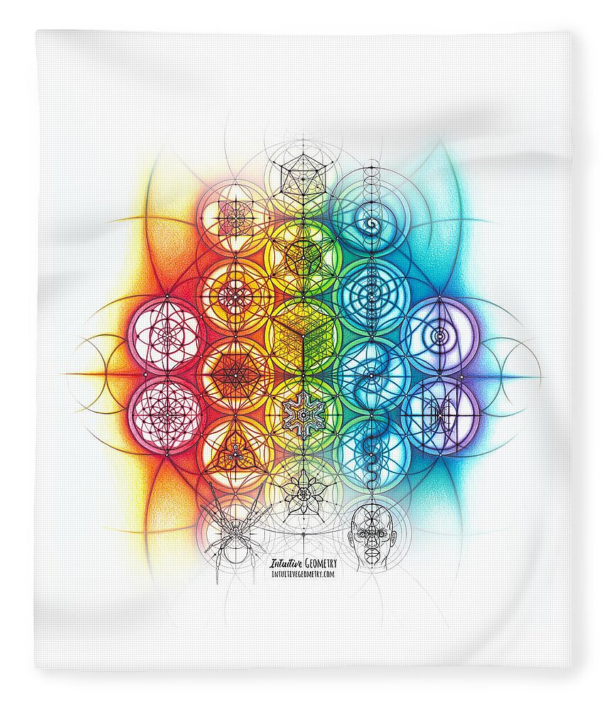 Color Spectrum Fleece Blanket featuring the drawing Intuitive Geometry Banner by Nathalie Strassburg