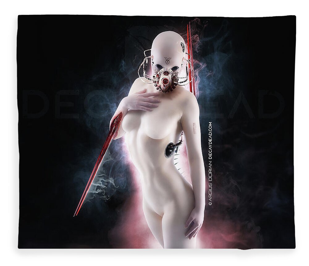 Argus Dorian Fleece Blanket featuring the digital art Elina the first Hybrid Assassin v2 by Argus Dorian