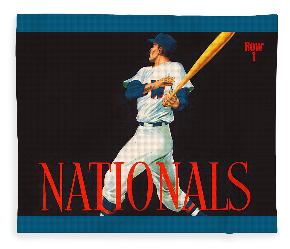 Washington Fleece Blanket featuring the mixed media 1952 Washington Nationals Baseball Art by Row One Brand