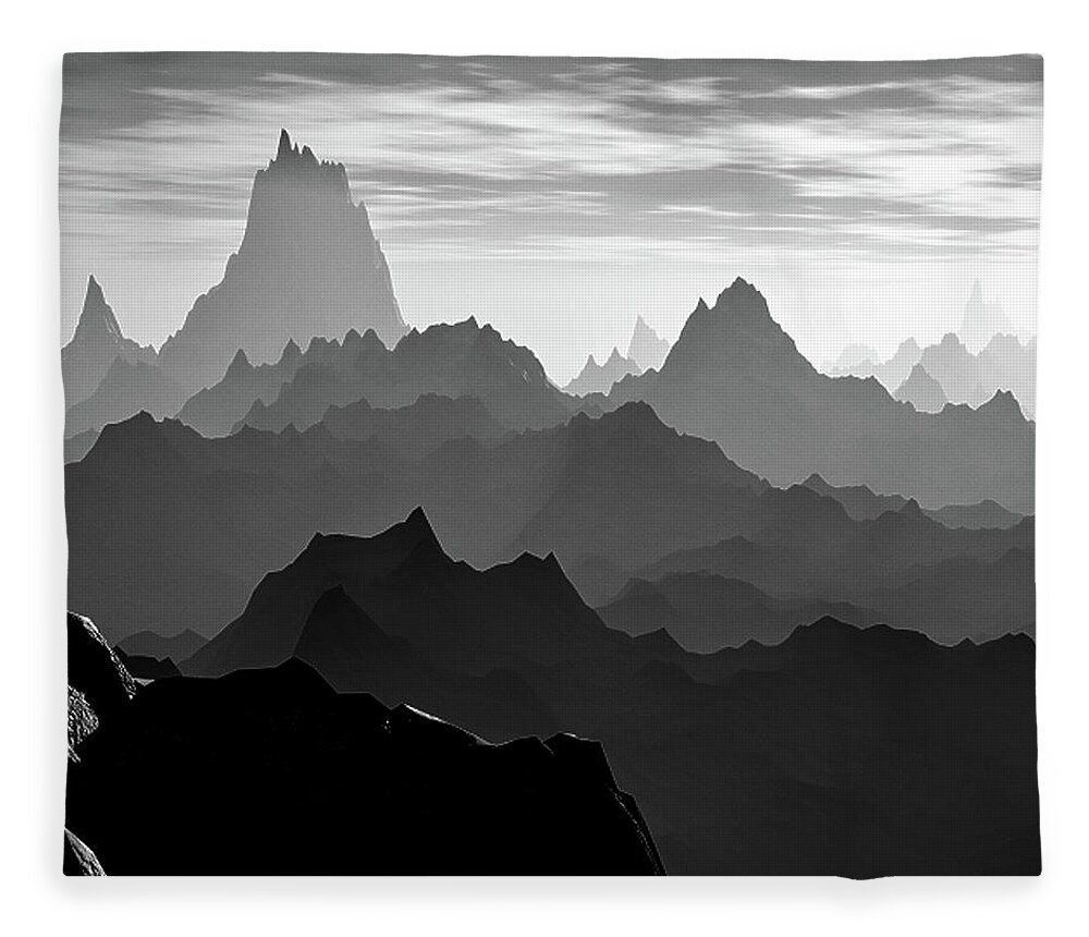 Travel Fleece Blanket featuring the digital art A Long Hike by Phil Perkins