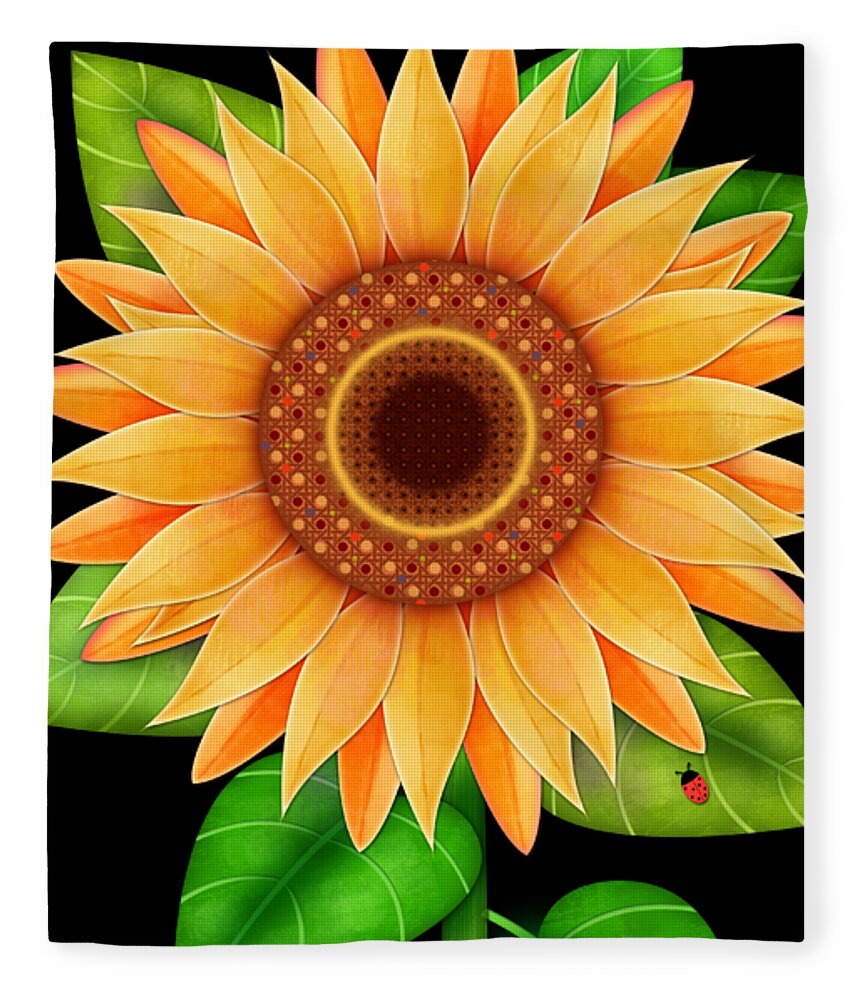 Sunflower Fleece Blanket featuring the digital art Sunflower Promise by Valerie Drake Lesiak