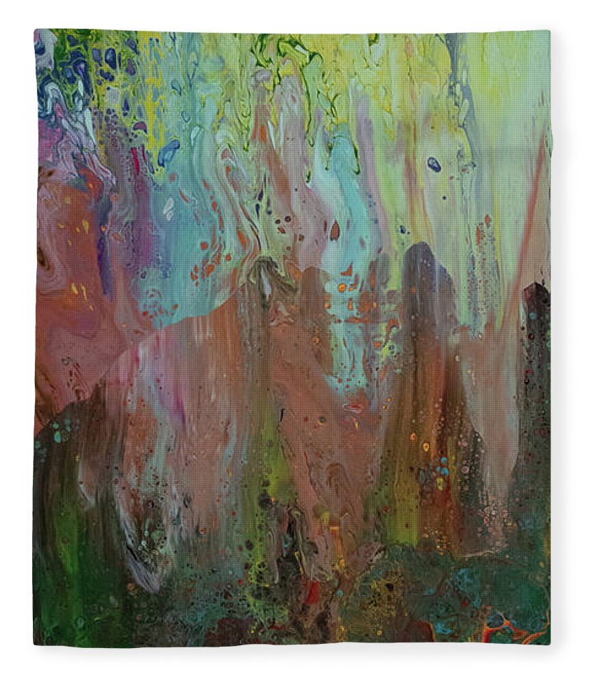 Green Fleece Blanket featuring the mixed media Ascending by Aimee Bruno