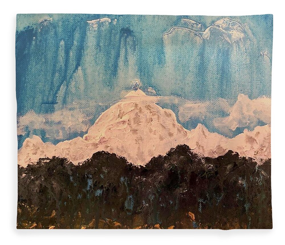Landscape Fleece Blanket featuring the painting Ascents and Leaps by Bethany Beeler