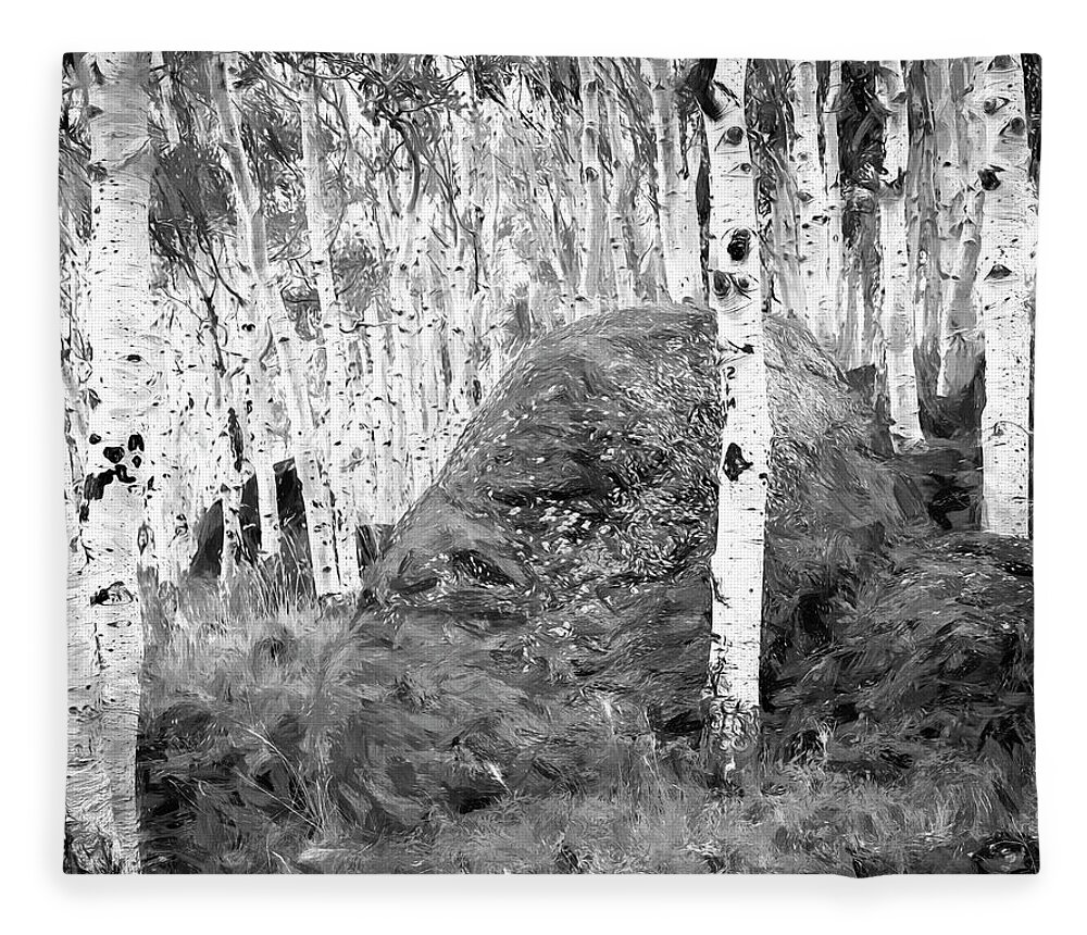 Aspens Fleece Blanket featuring the photograph Aspen Stand Boulder Utah BW X100 by Rich Franco