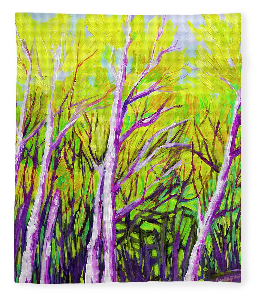Aspen Trees In Colorado Fleece Blanket featuring the digital art Aspen Trees in Colorado by Patricia Awapara