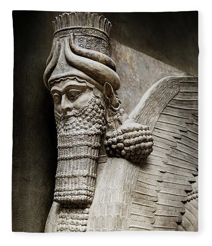 Assyrian Human Headed Winged Bull Fleece Blanket featuring the photograph Assyrian Human-headed Winged Bull by Weston Westmoreland