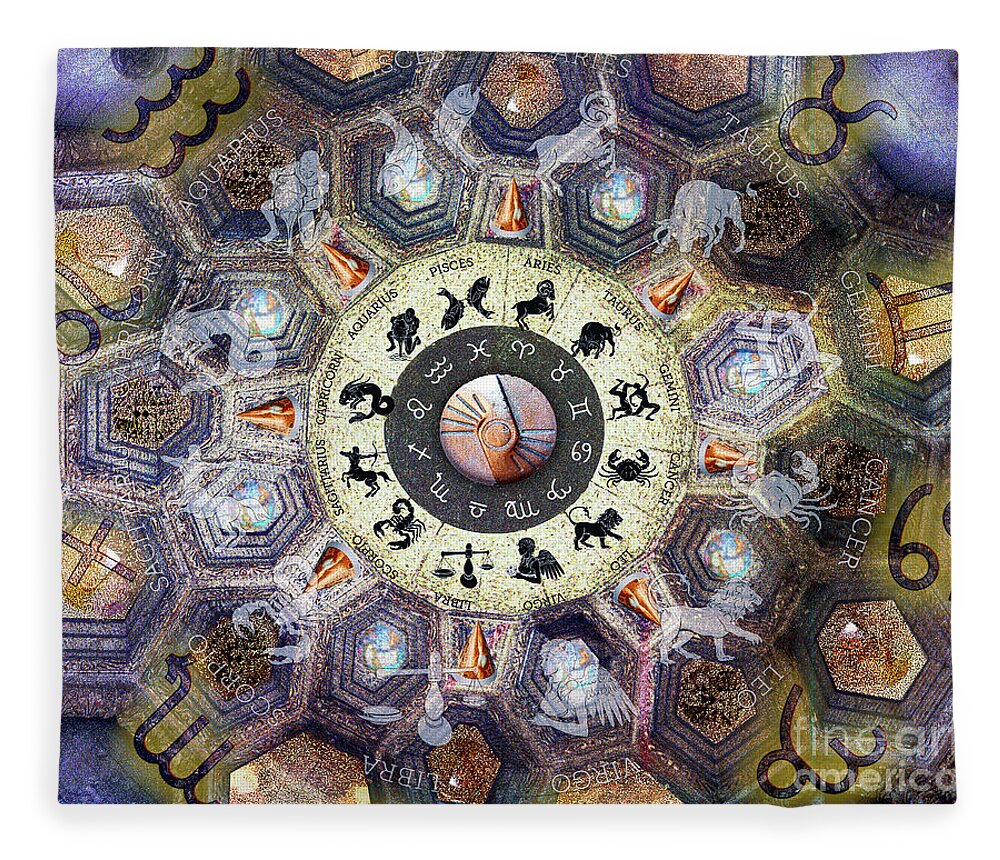 Mystic's Astrologer's Fleece Blanket featuring the digital art Astrologer's Ceiling by Anthony Ellis