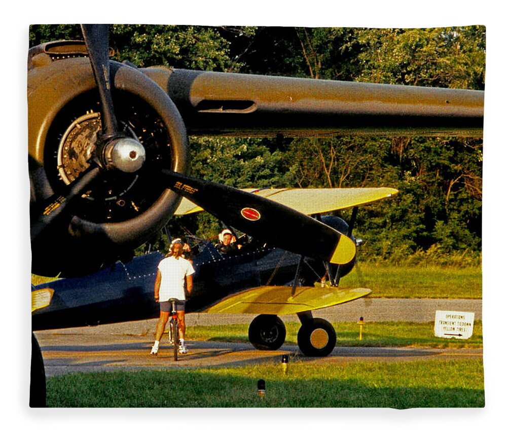 Vintage Fleece Blanket featuring the photograph At an Air Show... by Steve Ember