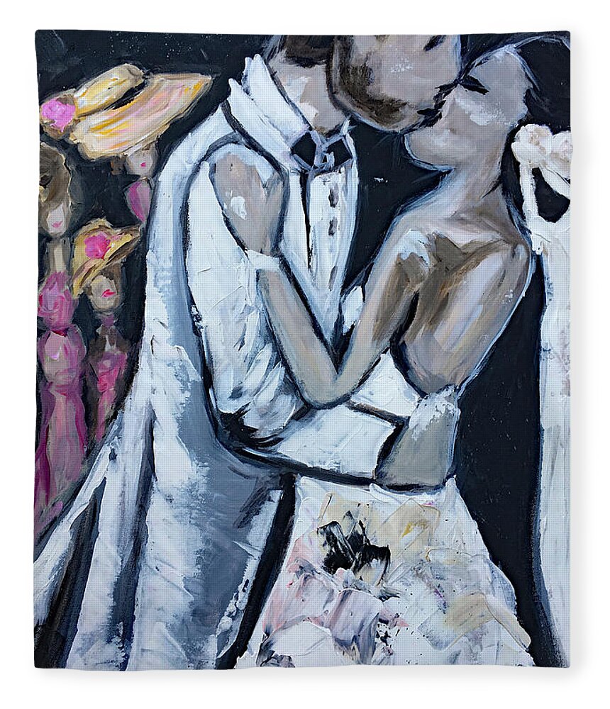 Wedding Fleece Blanket featuring the painting At Last by Roxy Rich