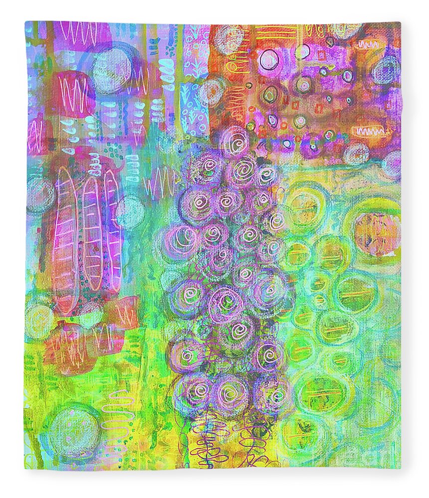 Waterlily Fleece Blanket featuring the mixed media At the Waterlilypond by Mimulux Patricia No