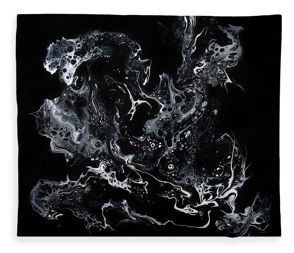 Black And White Fleece Blanket featuring the painting Ataraxia by Michele Cornelius