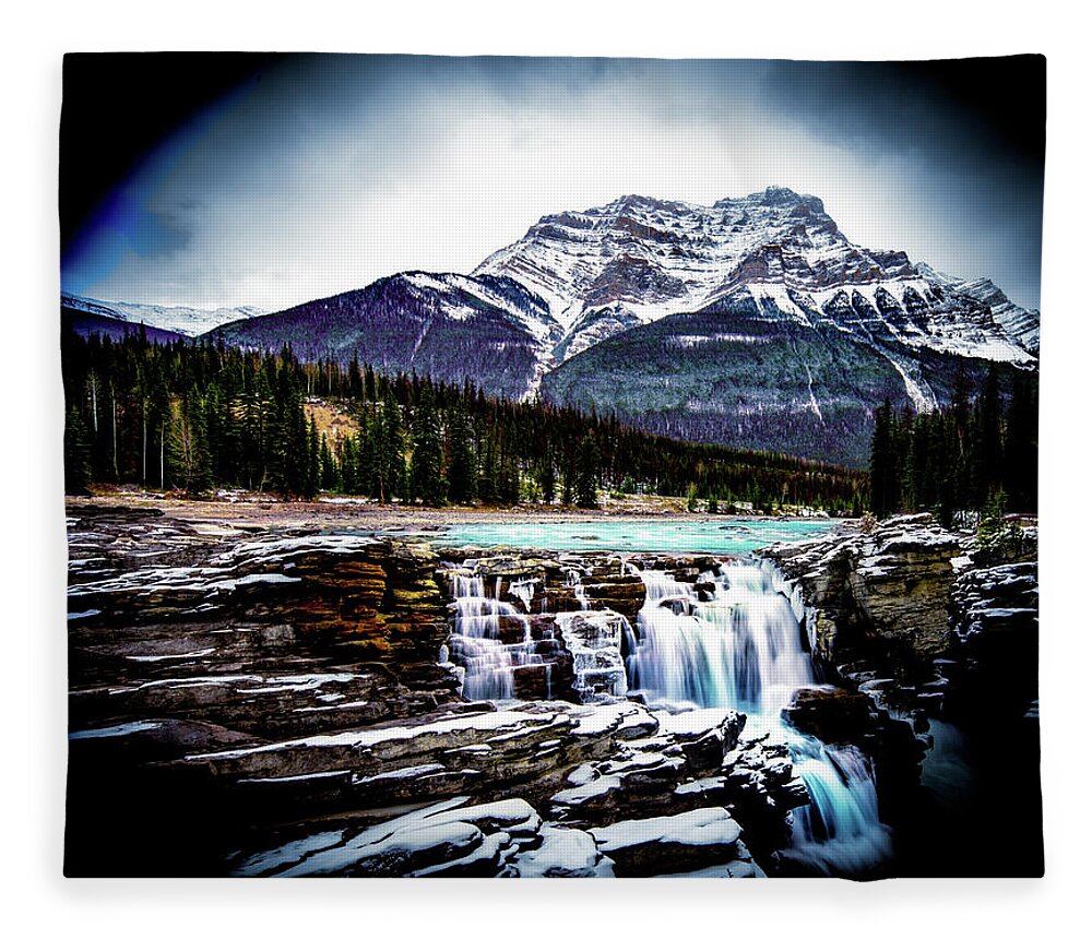Jasper National Park Fleece Blanket featuring the photograph Athabasca Falls by Darcy Dietrich