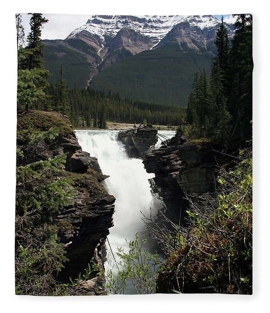 Waterfalls Fleece Blanket featuring the photograph Athasbasca Falls by Mary Gaines