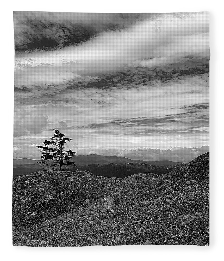 Nc Fleece Blanket featuring the photograph Atop Grandfather Mountain BW by Lee Darnell