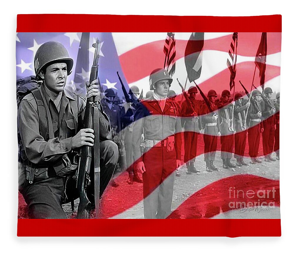 Audie Murphy Fleece Blanket featuring the photograph Audie Murphy American War Hero by Dyle Warren