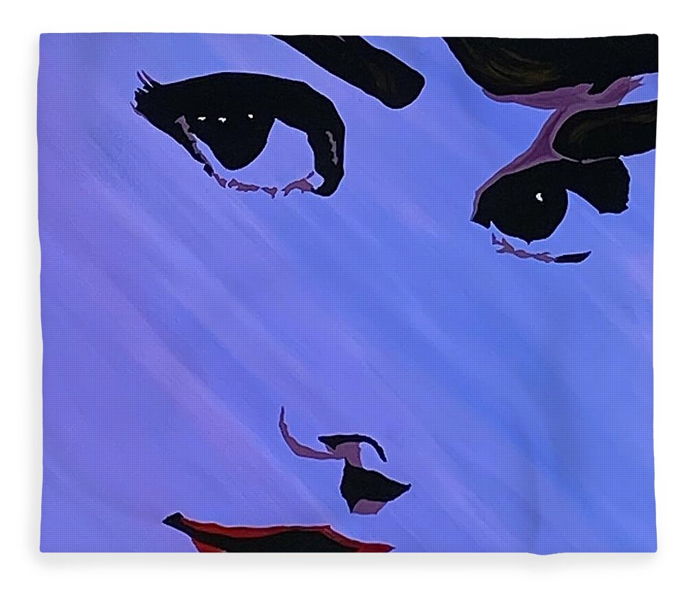  Fleece Blanket featuring the painting Audrey Hepburn by Bill Manson