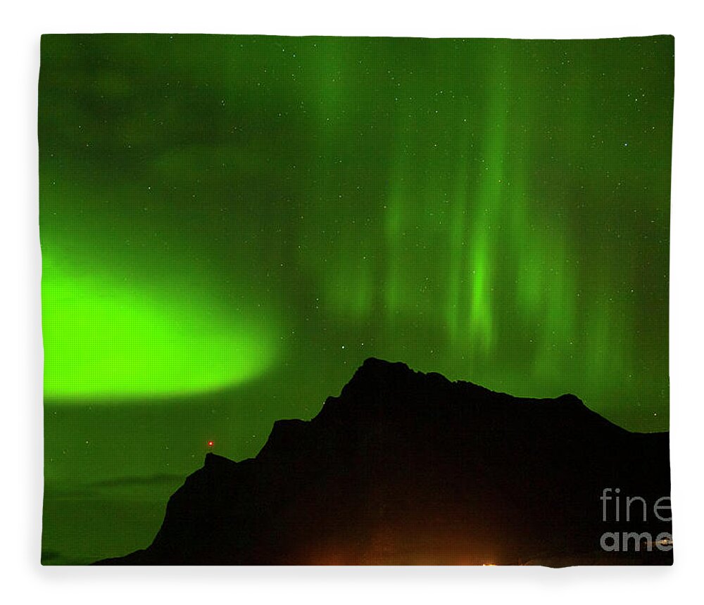Northern Lights Fleece Blanket featuring the photograph Aurora borealis 1 by Heiko Koehrer-Wagner