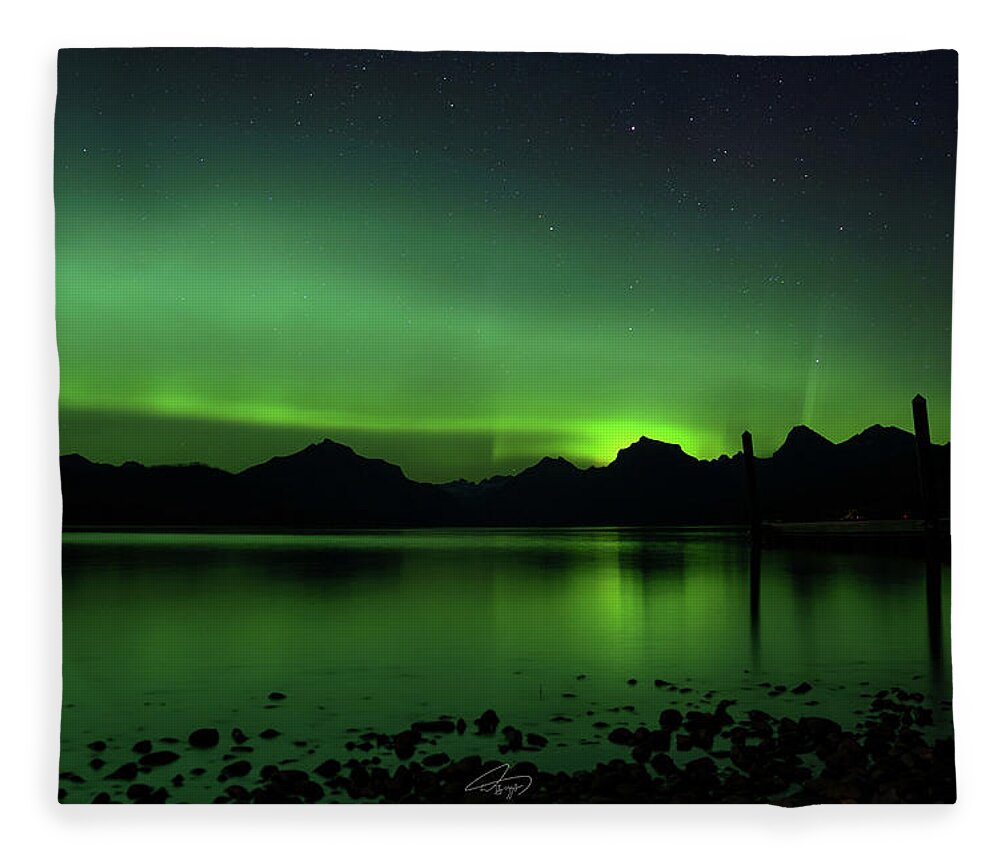 Fleece Blanket featuring the photograph Aurora Borealis in Landscape by William Boggs