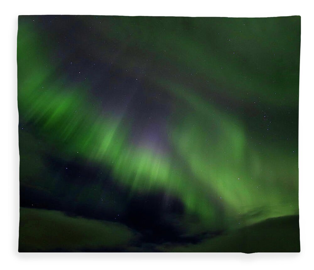 Aurora Borealis Fleece Blanket featuring the photograph Aurora by Judy Cuddehe