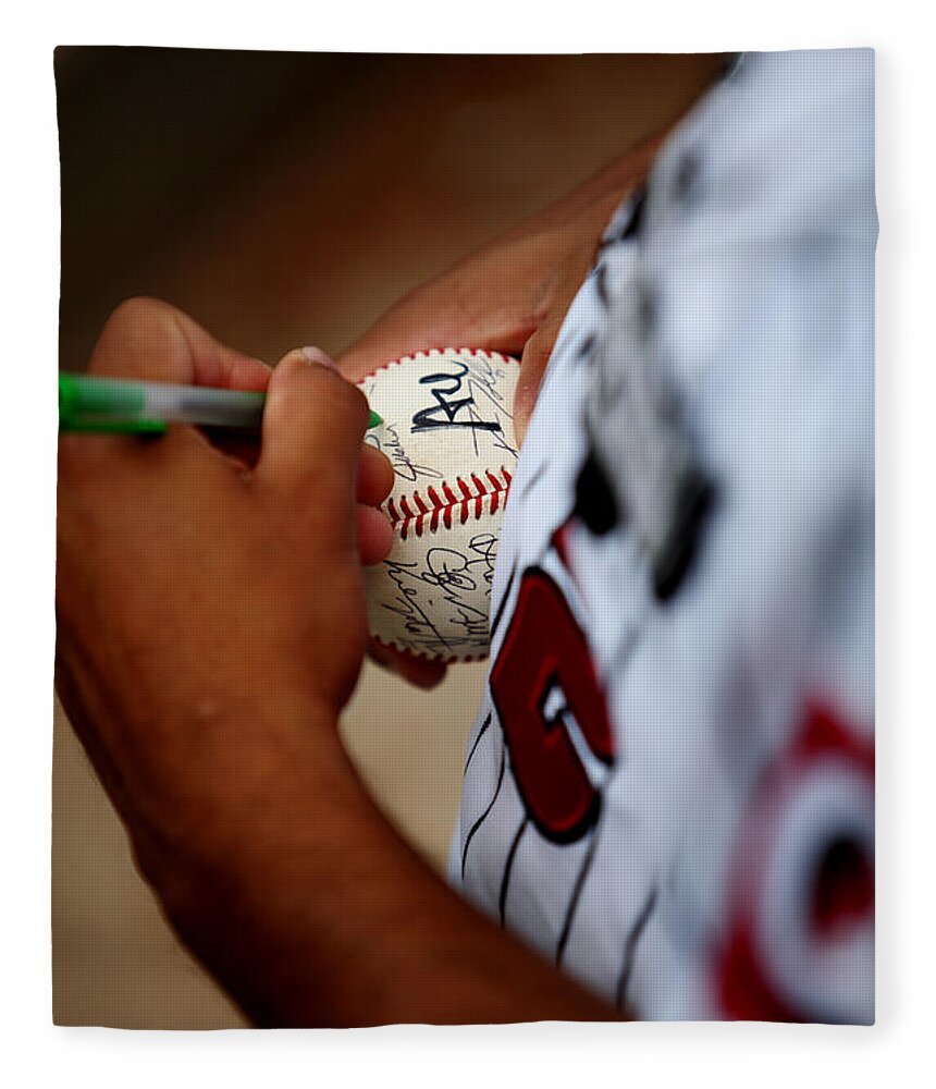 Baseball Fleece Blanket featuring the photograph Autograph by Brad Barton
