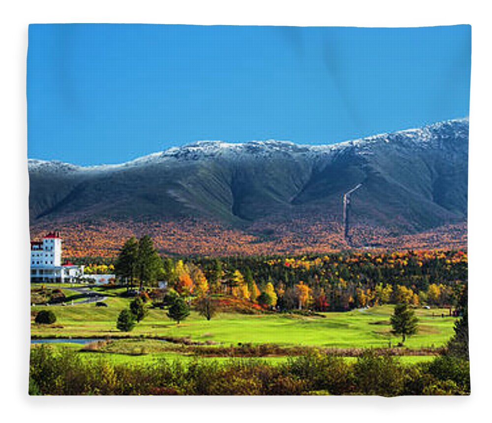 Autumn Fleece Blanket featuring the photograph Autumn at the Mount Washington Pano by Chris Whiton