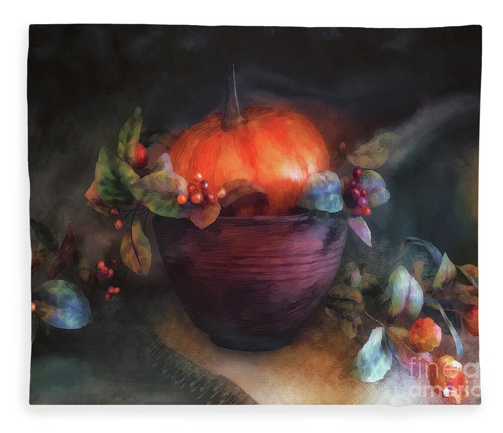 Autumn Fleece Blanket featuring the digital art Autumn Centerpiece by Lois Bryan