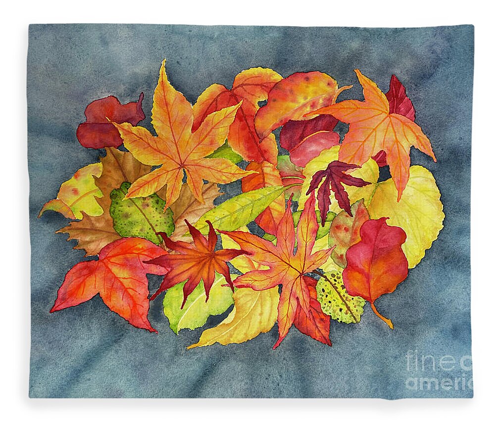 Autumn Fleece Blanket featuring the painting Autumn Collection by Lucy Arnold