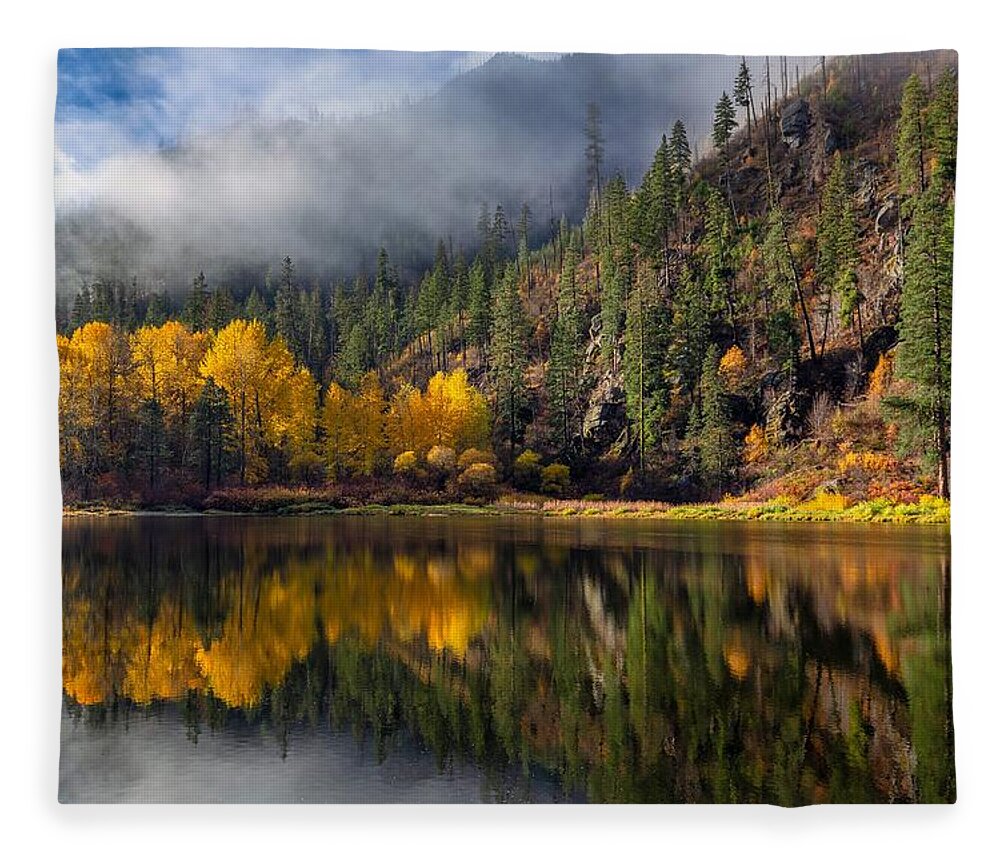 Autumn Colors And Reflection Fleece Blanket featuring the photograph Autumn colors and reflections by Lynn Hopwood