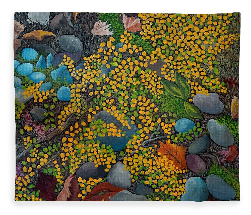 Nature Fleece Blanket featuring the painting Autumn Colors by Reb Frost