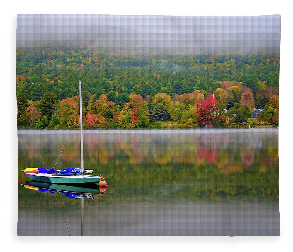 New Hampshire Fleece Blanket featuring the photograph Autumn, Crystal Lake. by Jeff Sinon