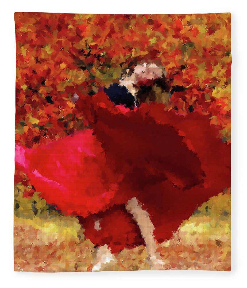 Dance Fleece Blanket featuring the painting Autumn Dance by Alex Mir
