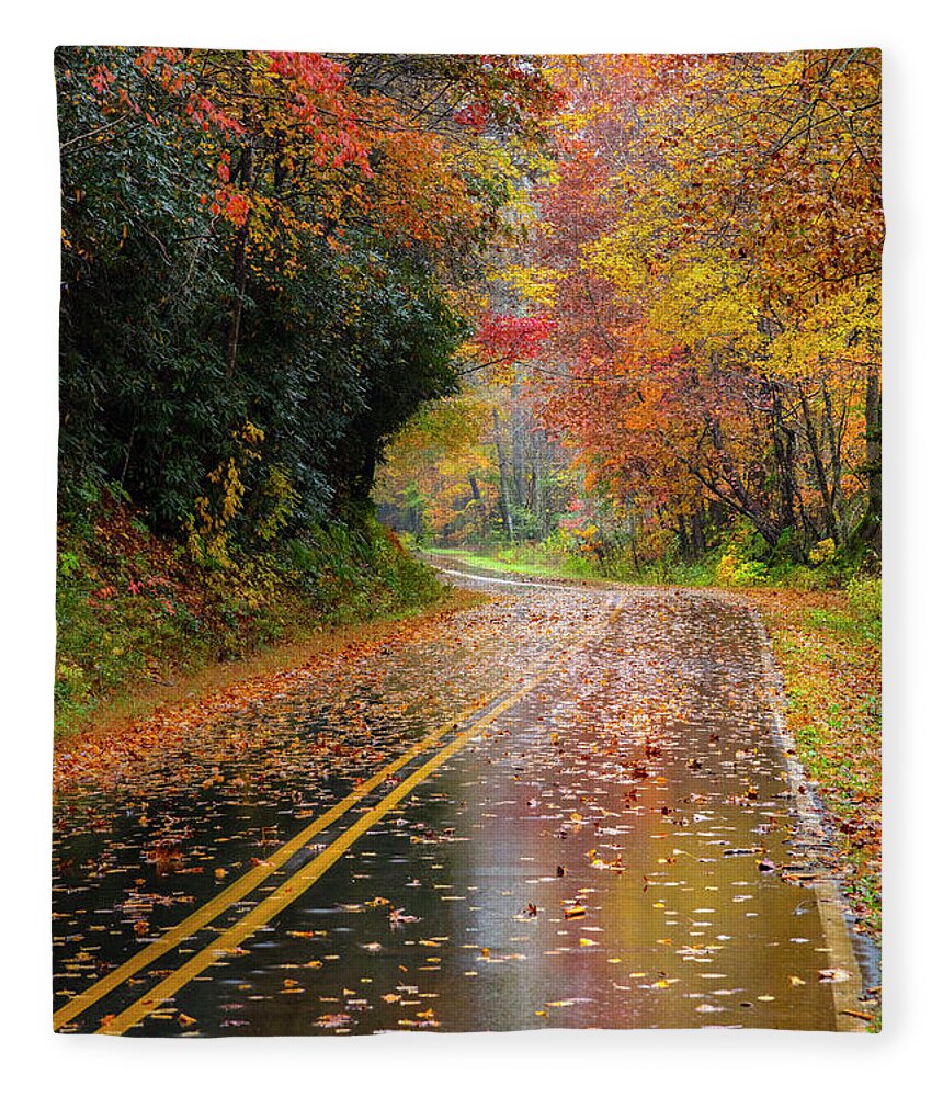 Carolina Fleece Blanket featuring the photograph Autumn Drive II by Debra and Dave Vanderlaan