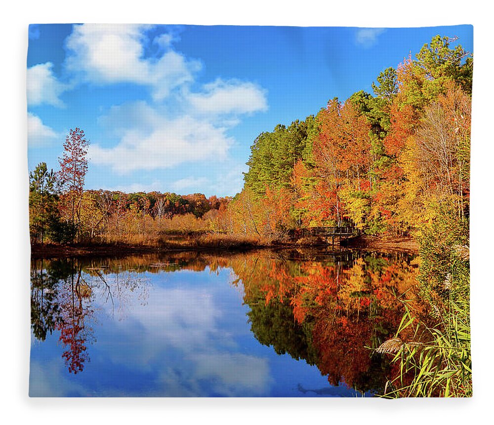 Leaves Fleece Blanket featuring the photograph Autumn Expressions in Sandy Bottom Nature Park mn by Ola Allen