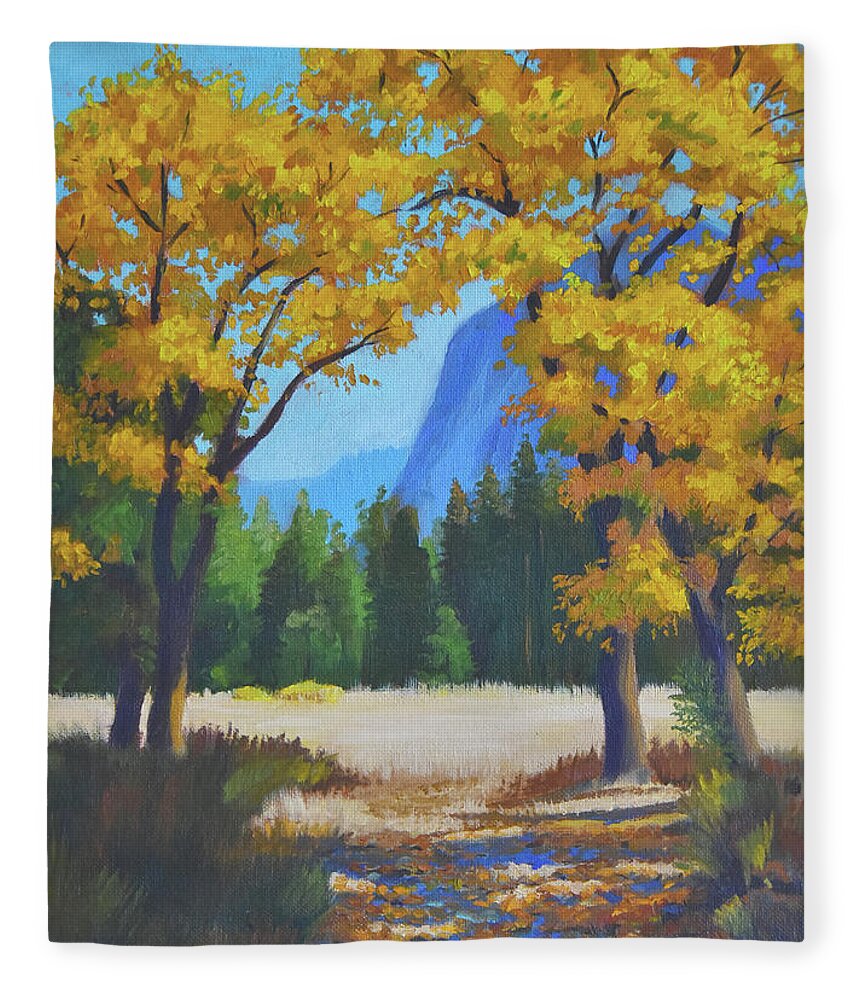 Autumn Fleece Blanket featuring the painting Autumn Gold by Alice Leggett