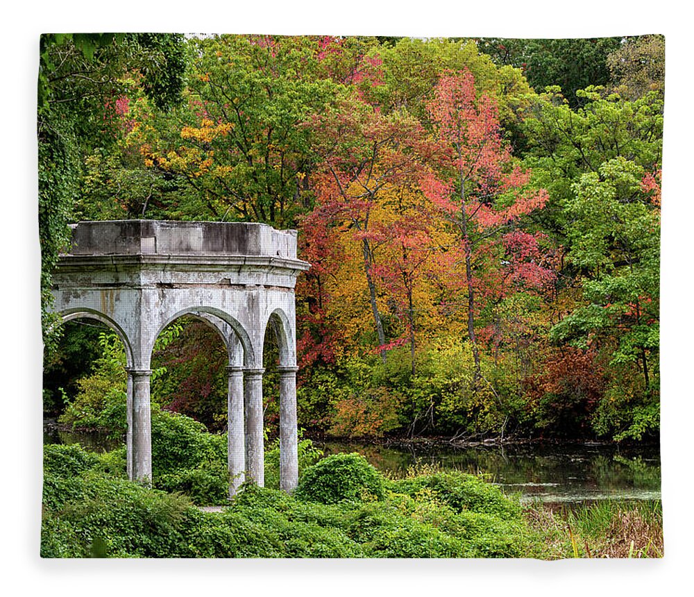 Autumn Fleece Blanket featuring the photograph Autumn in Tibbetts Brook Park 1 by Kevin Suttlehan