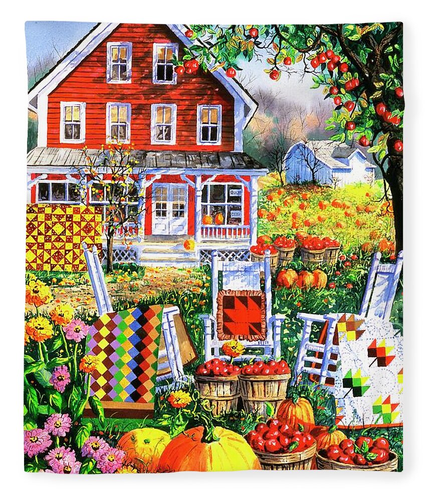 Autumn Fleece Blanket featuring the painting Autumn Joy by Diane Phalen