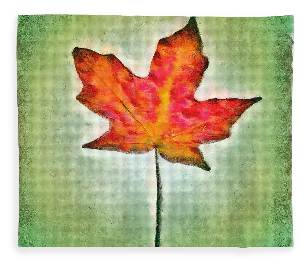 Leaf Fleece Blanket featuring the mixed media Autumn Leaf by Christopher Reed