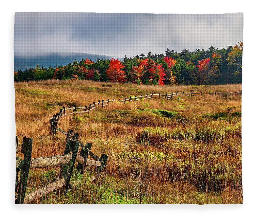 Fall Fleece Blanket featuring the photograph Autumn Long Wood Fence by Dan Carmichael