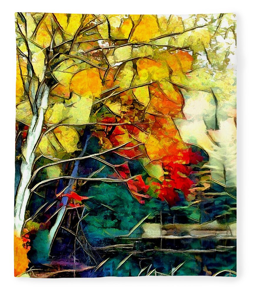 Trees Fleece Blanket featuring the digital art Autumn by Pennie McCracken
