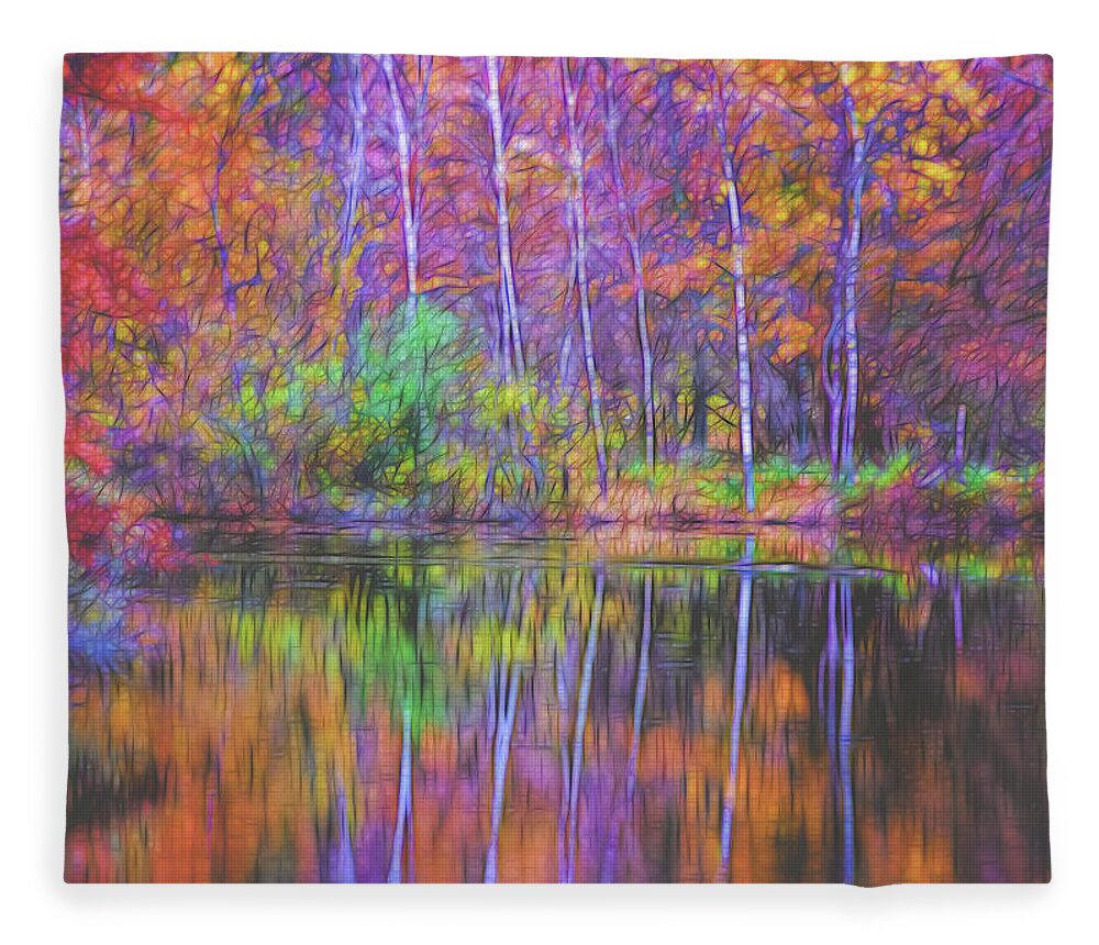 Lake Reflection Fleece Blanket featuring the photograph Autumn Reflection II by Tom Singleton