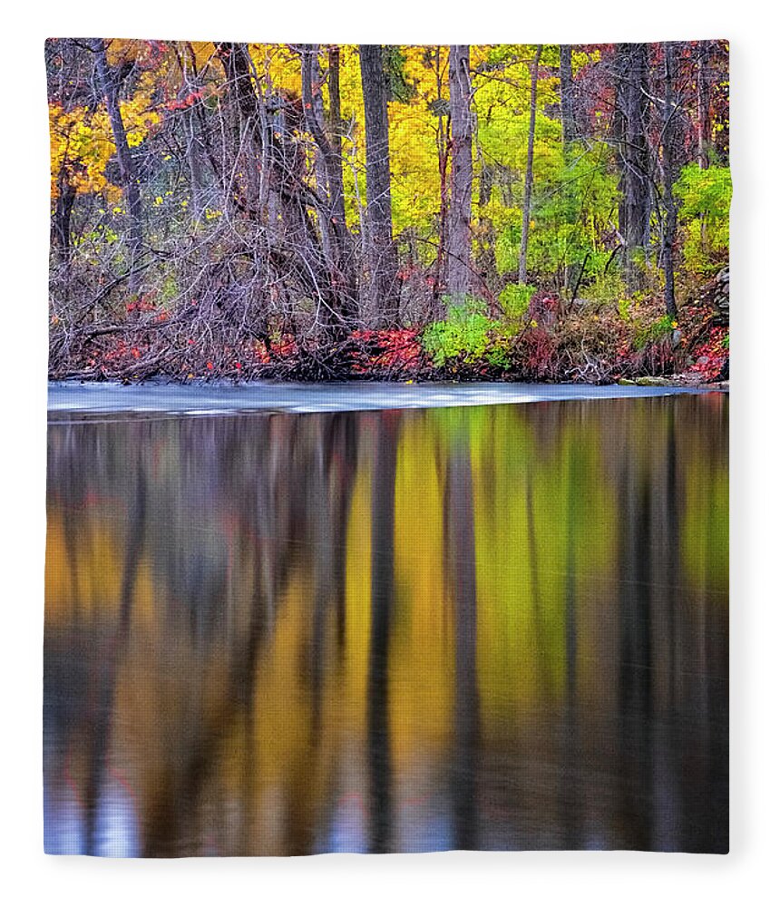 Lake Reflection Fleece Blanket featuring the photograph Autumn Reflection III by Tom Singleton