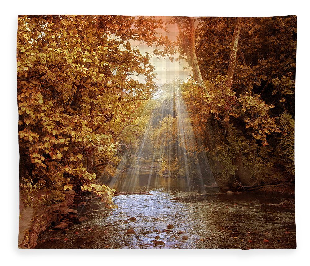 Autumn Fleece Blanket featuring the photograph Autumn River Light by Jessica Jenney
