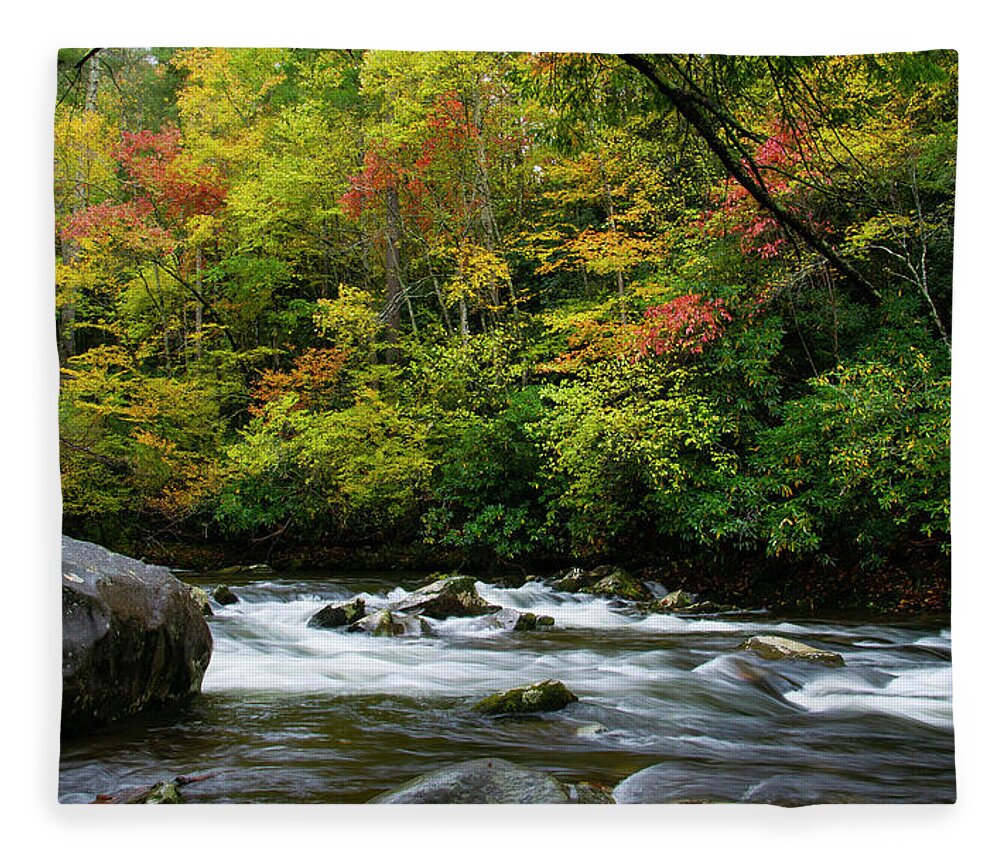 Autumn Fleece Blanket featuring the photograph Autumn Stream 2 by Larry Bohlin