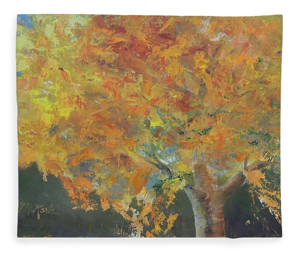 Autumn Fleece Blanket featuring the painting Autumn Tree by Marsha Karle
