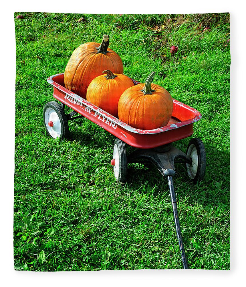 Little Red Wagon Fleece Blanket featuring the photograph Autumn Wagon by Luke Moore