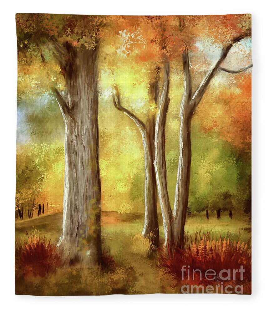 Autumn Fleece Blanket featuring the digital art Autumn's Fleeting Glory by Lois Bryan